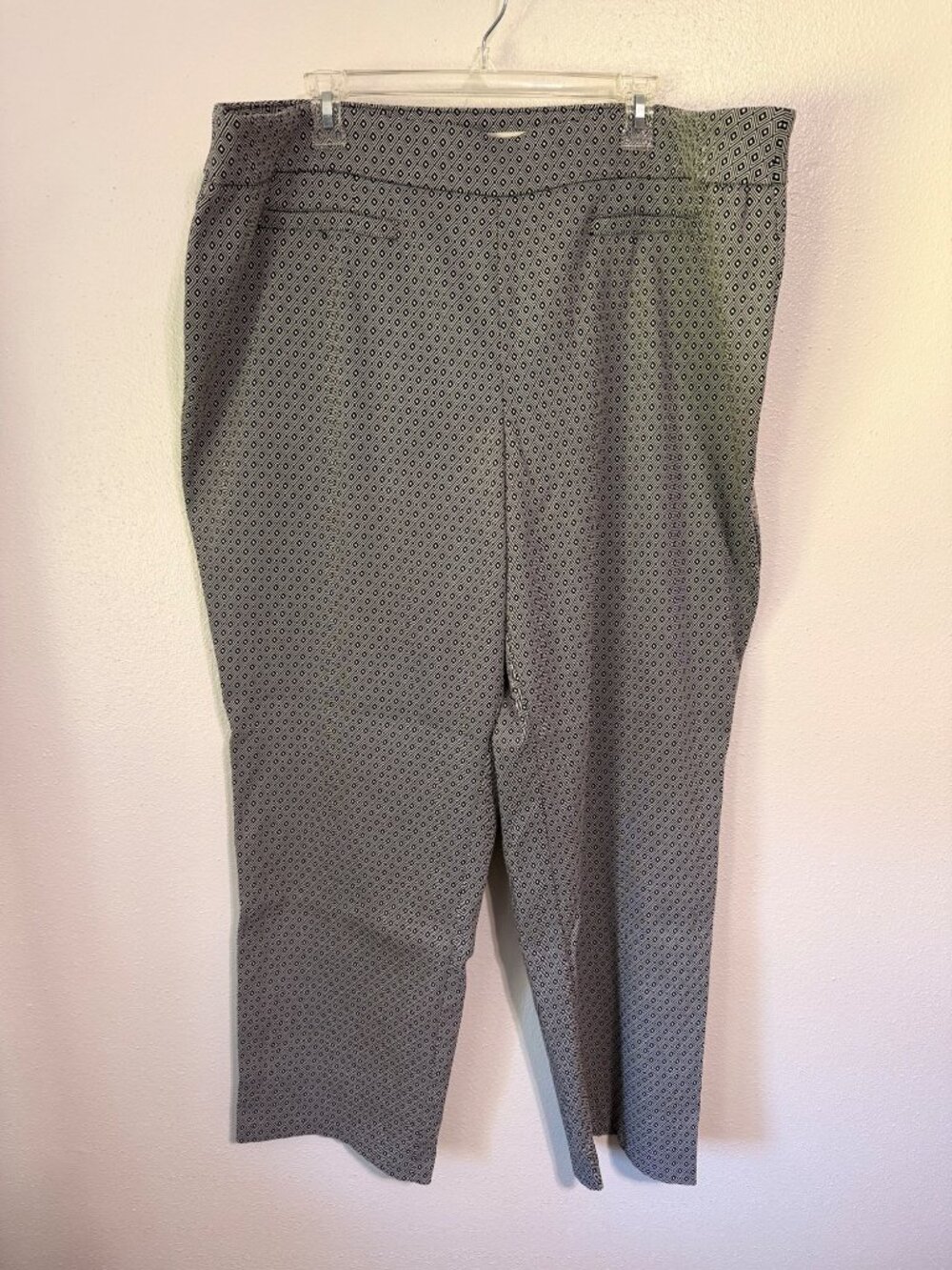 Cato Pull On Pants Black White Geometric Diamond Ankle Stretch 24W
